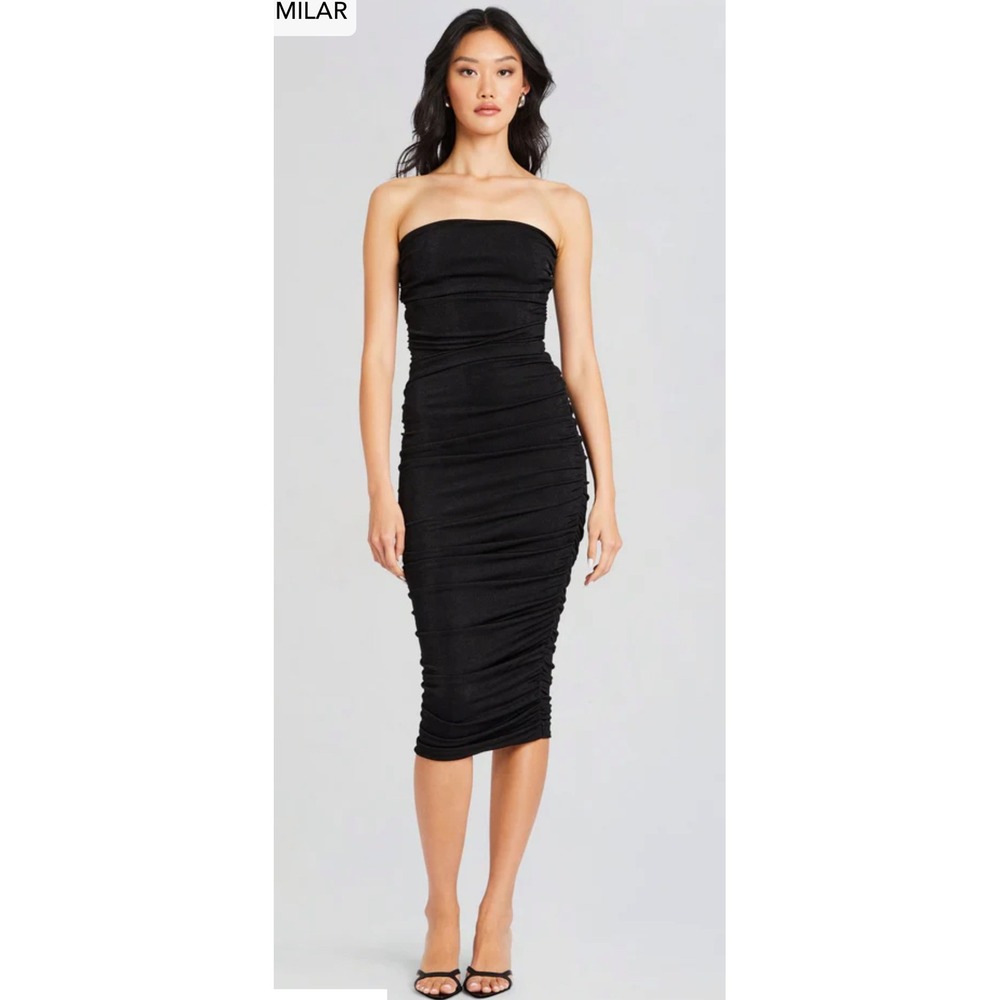 NWT Ser.o.ya Martha Strapless Midi Dress‎ Black Sz XS $295